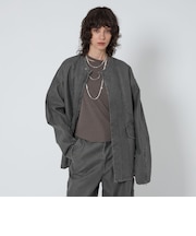 ＜ASTRAET＞コーティング ノーカラー ジップブルゾン UNISEX
