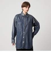 ＜ASTRAET＞デニム コーティング 2ポケットシャツ UNISEX