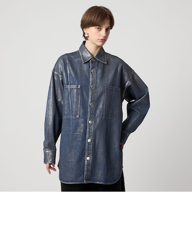 ＜ASTRAET＞デニム コーティング 2ポケットシャツ UNISEX