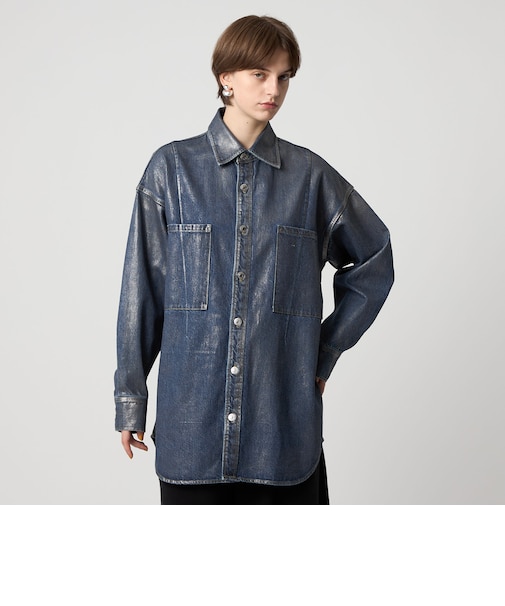 ＜ASTRAET＞デニム コーティング 2ポケットシャツ UNISEX