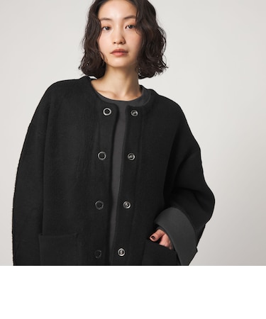 ＜CITEN＞ノーカラーニットコート