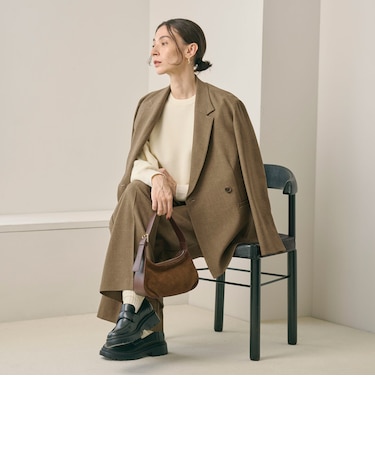 【Wardrobe DAILY MINIMAL】ウールライク メランジダブルジャケット ウォッシャブル