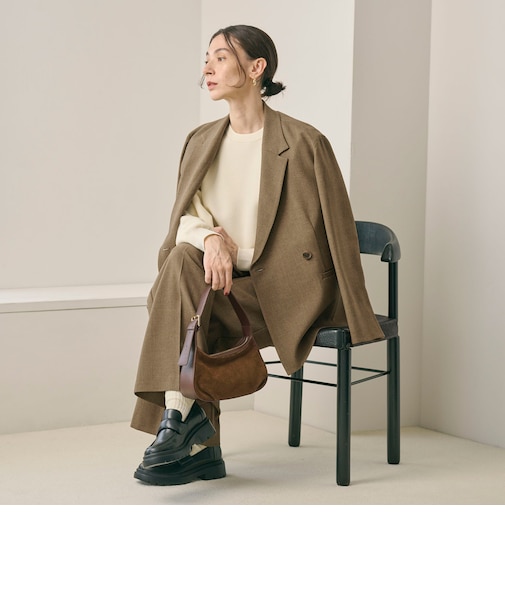 【Wardrobe DAILY MINIMAL】ウールライク メランジダブルジャケット ウォッシャブル