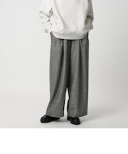 ＜CITEN＞ウールミックス3タックイージーワイドパンツ ダークグレー