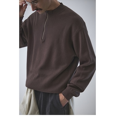 ＜Steven Alan＞ CTN/CA ハーフ ジップ スタンドネック ニット