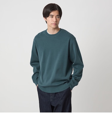 ポリエステル ウール ミラノリブ クルーネック ニット