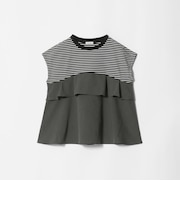 ボーダー ドッキングTシャツ ブラック＜A DAY IN THE LIFE＞