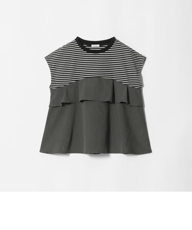 ボーダー ドッキングTシャツ ブラック<A DAY IN THE LIFE>