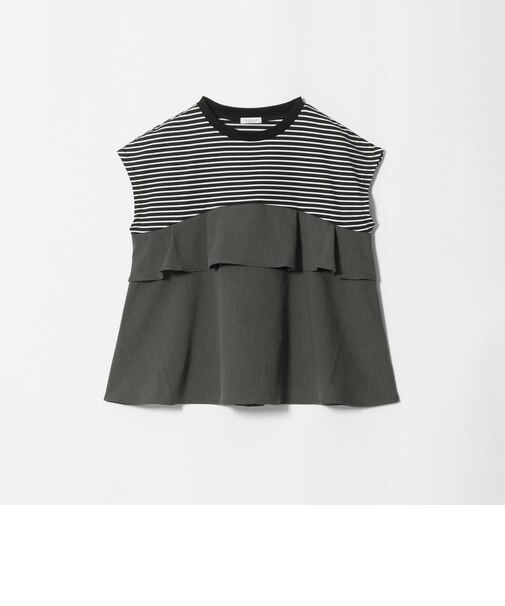 ボーダー ドッキングTシャツ ブラック<A DAY IN THE LIFE>