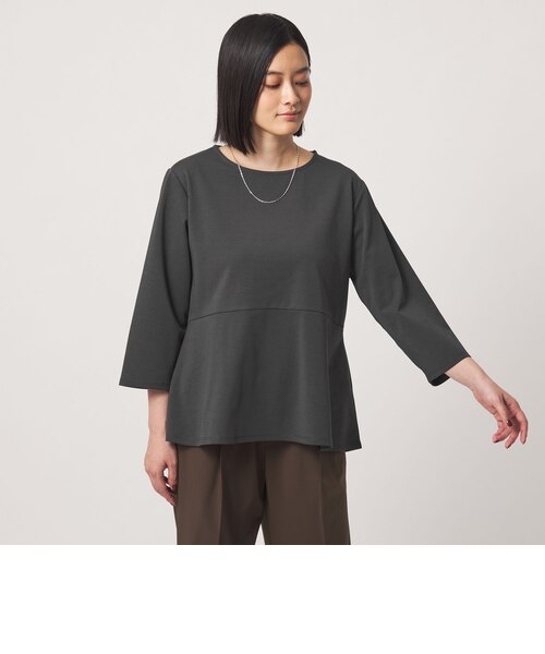 UNITED ARROWS チャコールグレー グレー ペプラムカットソー　半袖 ポンチ ペプラムカットソー 7分袖＜A DAY IN THE LIFE＞｜ユナイテッド