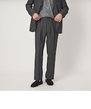 TW リネン デニムライク 01 ワイド 1プリーツ スラックス セットアップパンツ