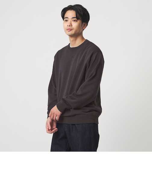 コットン シルク ミックス インレイ クルーネック ニット