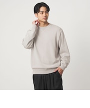 コットン シルク ミックス インレイ クルーネック ニット