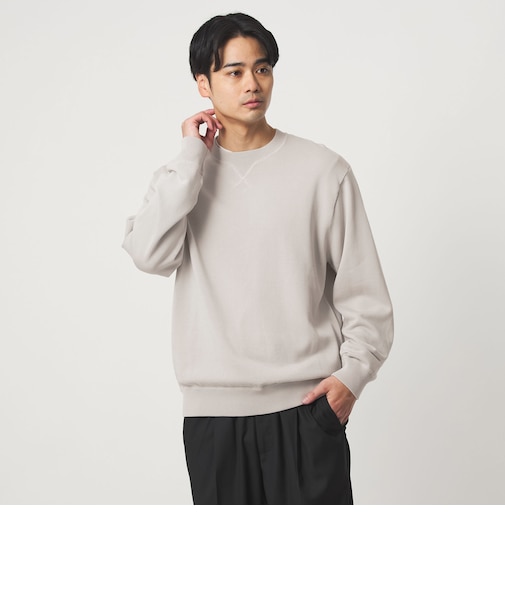 コットン シルク ミックス インレイ クルーネック ニット