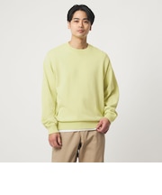 コットン シルク ミックス インレイ クルーネック ニット