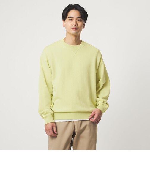 コットン シルク ミックス インレイ クルーネック ニット