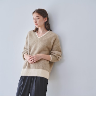 フォックスカシミヤ Vネック ニット