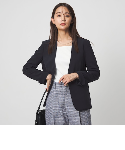［size SHORTあり］パウドレ ノーラペル ジャケット ウォッシャブル ストレッチ