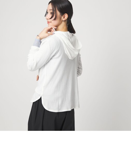 <at ease>シアーテレコ フード ロングスリーブ カットソー