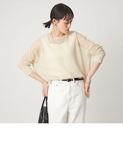フレンチリネン メッシュ プルオーバー ニット