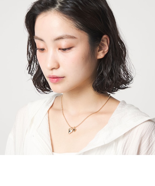 <CITEN>ダブルハートボールチェーンネックレス