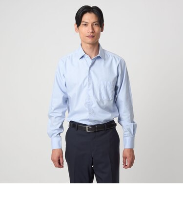コットン ヘリンボーン ワイドカラー ドレスシャツ -形態安定-