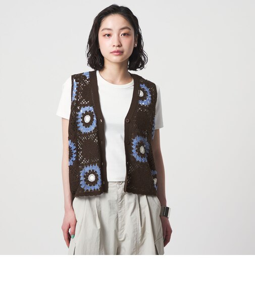 ＜CITEN＞クロシェ風ニットベスト