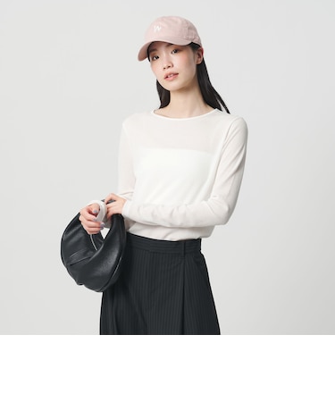 ハイツイストコットン シアークレープ ロングスリーブTシャツ