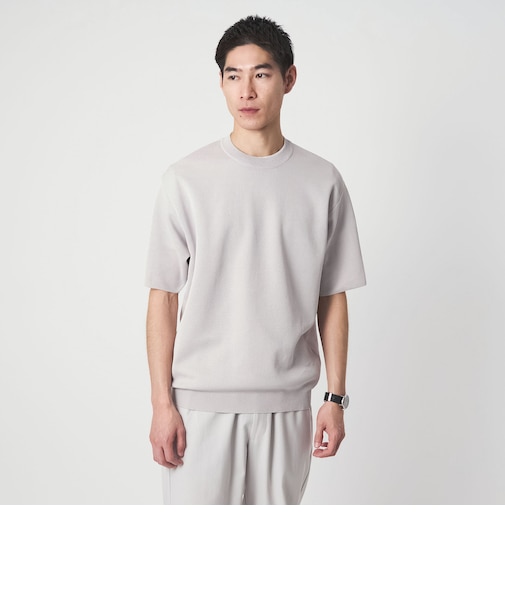 BREEZY ペーパー 半袖 クルーネック ニット Tシャツ -ハンドウォッシャブル・抗菌・通気性-