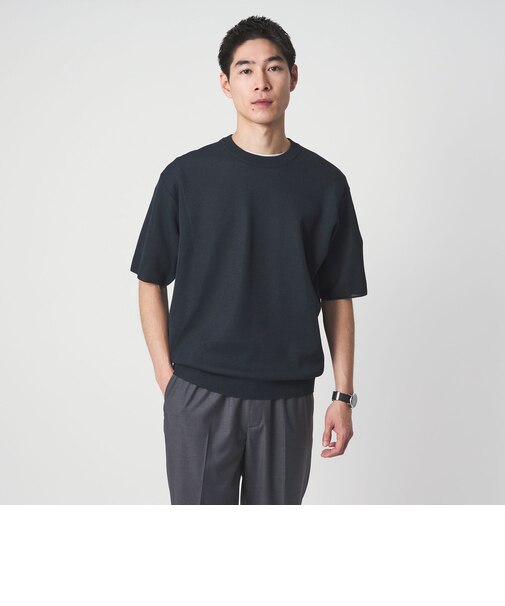 BREEZY ペーパー 半袖 クルーネック ニット Tシャツ -ハンドウォッシャブル・抗菌・通気性-