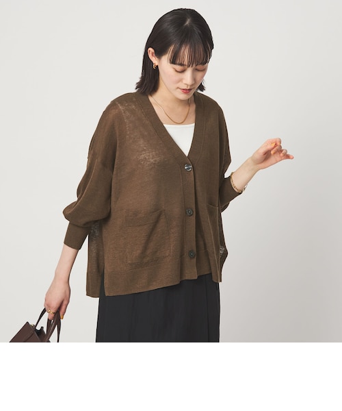 【新品】グリーンレーベル　フレンチリネン Ｖネックカーディガン　ウォッシャブル フレンチリネン Vネック カーディガン ウォッシャブル｜ユナイテッド