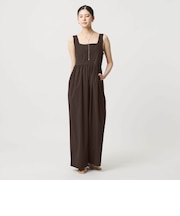 【Wardrobe DAILY MINIMAL】ギャザーノースリーブ オールインワン 接触冷感 UVカット はっ水