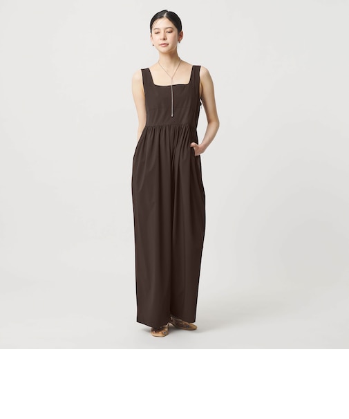 【Wardrobe DAILY MINIMAL】ギャザーノースリーブ オールインワン 接触冷感 UVカット はっ水