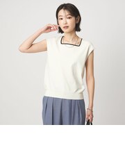 HIYOKE スクエアネック フレンチスリーブ ニット