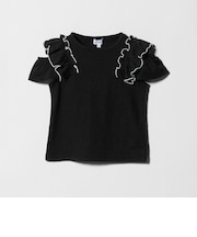 ショルダースリット フリルTシャツ / キッズ  100cm-130cm