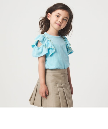 ショルダースリット フリルTシャツ / キッズ 100cm-130cm
