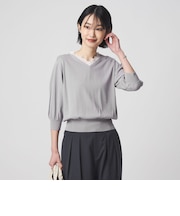 レース Vネック プルオーバー ニット