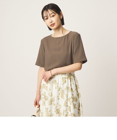クルーネック ショートスリーブ ブラウス マシンウォッシャブル UVカット