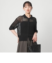 メッシュ ポロカーディガン ニット ウォッシャブル