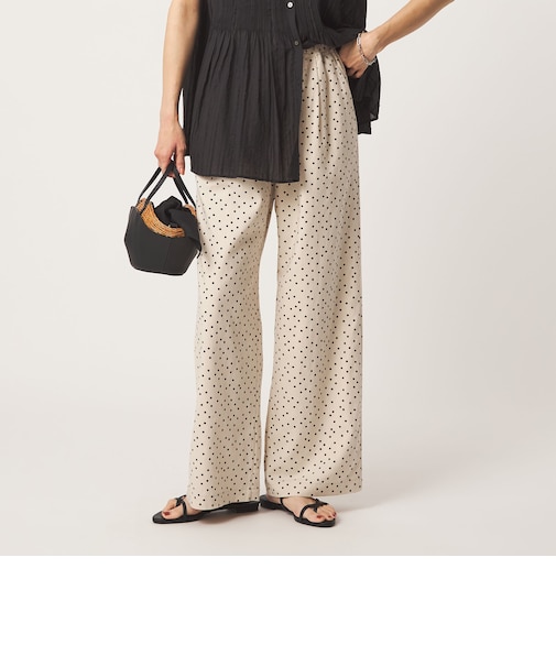 BREEZE LINEN ブリーズリネン ワイド パンツ オフホワイト ドット