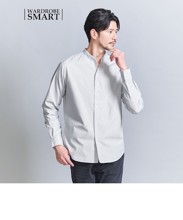 【WARDROBE SMART】コットン バンドカラー スキッパー シャツ