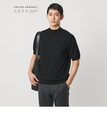 ショートスリーブ モックネック ニットTシャツ UA COZY ウォッシャブル 抗菌防臭