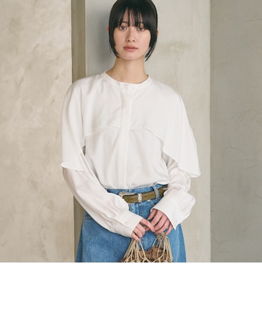 【Wardrobe DAILY MINIMAL】フリルレイヤーブラウス ウォッシャブル