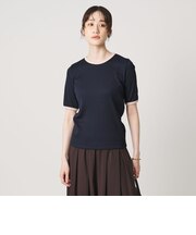 リブ バイカラーパイピング 五分袖 Tシャツ