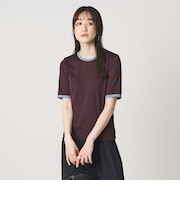 リブ バイカラーパイピング 五分袖 Tシャツ