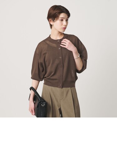 【Wardrobe DAILY MINIMAL】ハーフスリーブ シアーカーディガン ウォッシャブル
