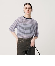 コットンポリエステル シアーボーダー Tシャツ