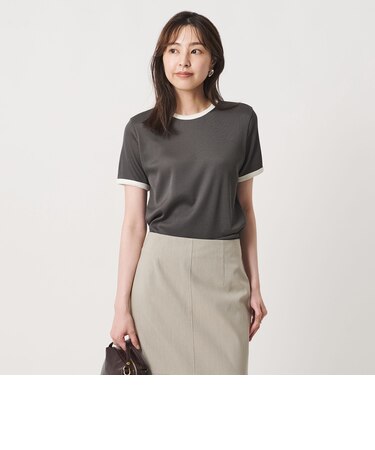 リブ バイカラーパイピング ショートスリーブ Tシャツ