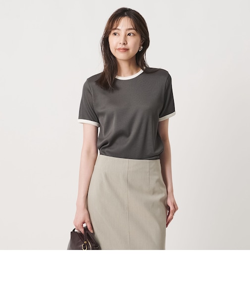 リブ バイカラーパイピング ショートスリーブ Tシャツ