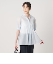 LINEAESSE Vネック パフブラウス ‐ウォッシャブル‐
